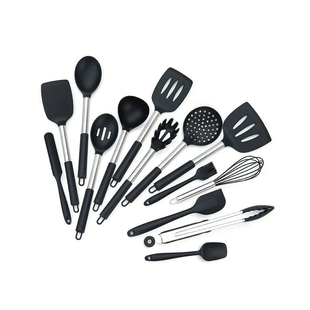 US 14 Pcs Set Silicone Cooking Utensils Kitchen Utensil Heat Resistant Nonstick