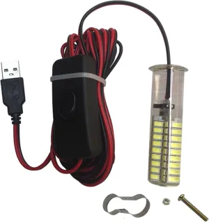 USB LED Charging 5V Underwater Fishing Light Fish Attracting Light,Night Fishing Light Portable Field Lighting Submersible Fishing Light 6W Finder Crappie Squid Light 32.8ft,Cool White