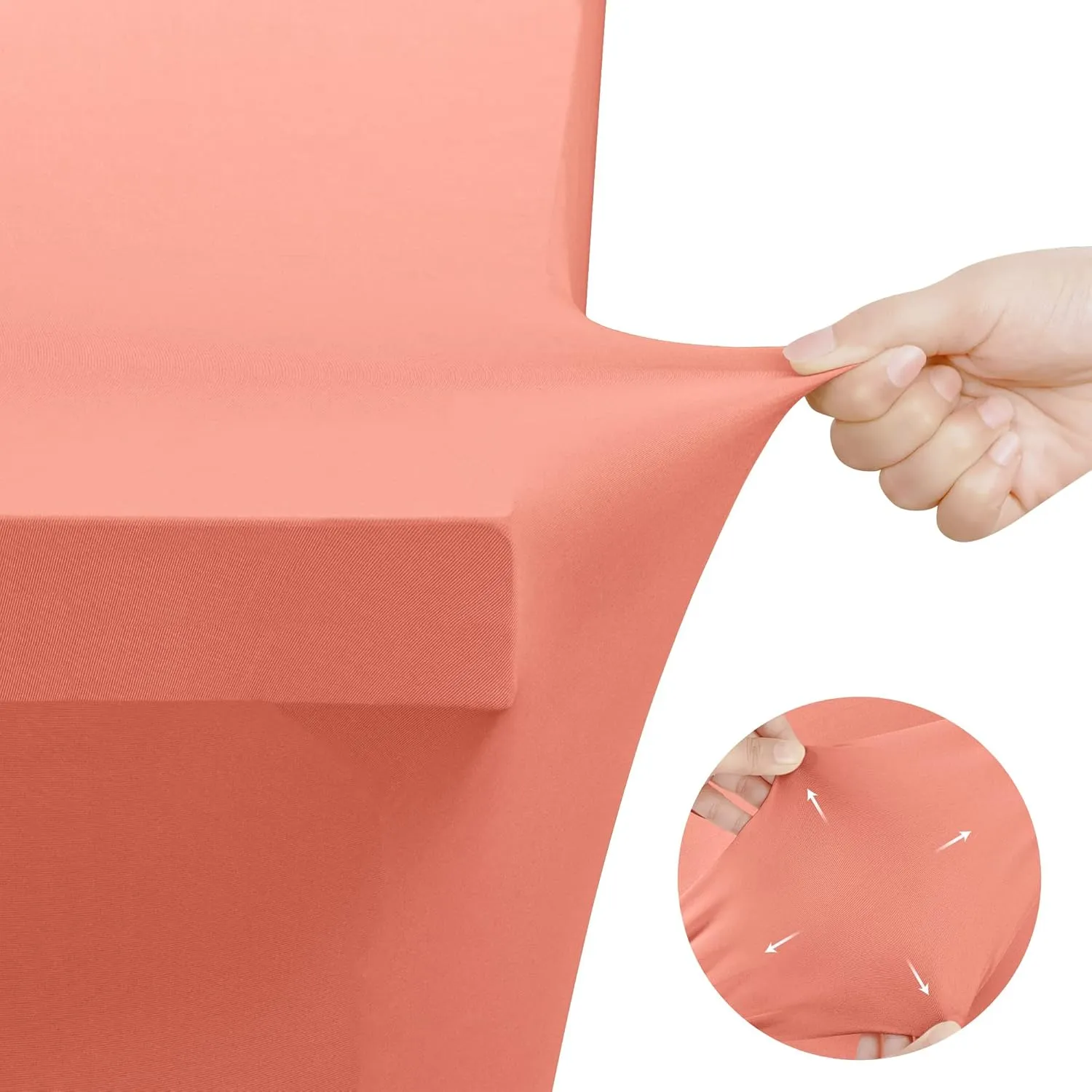 Utopia Kitchen Spandex Tablecloth 2 Pack [6FT, Coral] Tight, Fitted, Washable and Wrinkle Resistant Stretch Table Cloth Rectangle Cover for Trade Show, Weddings & Parties [72Lx30Wx30H Inch]