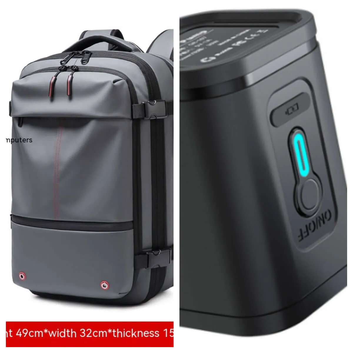 Vacuum Compression Travel Set – Backpack with Power Bank