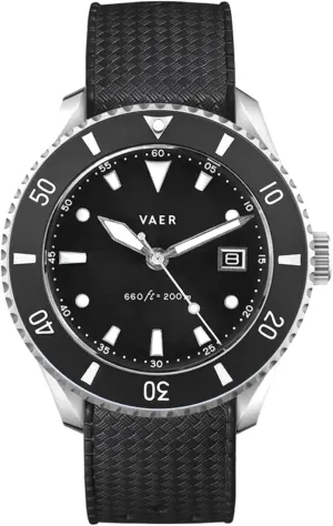 Vaer DS4 Solar Dive Watch for Men - Ocean Ready 20 ATM Solar Powered - Perpetual Time Keeping Sapphire Crystal ( /- 20 Seconds/Month) - 2 Quick-Change 20mm Straps - Gifts for Dad - 42mm (Medium)