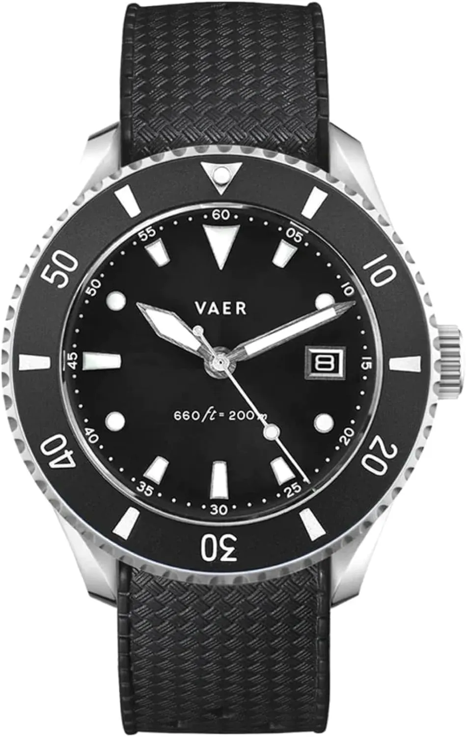 Vaer DS4 Solar Dive Watch for Men - Ocean Ready 20 ATM Solar Powered - Perpetual Time Keeping Sapphire Crystal ( /- 20 Seconds/Month) - 2 Quick-Change 20mm Straps - Gifts for Dad - 42mm (Medium)