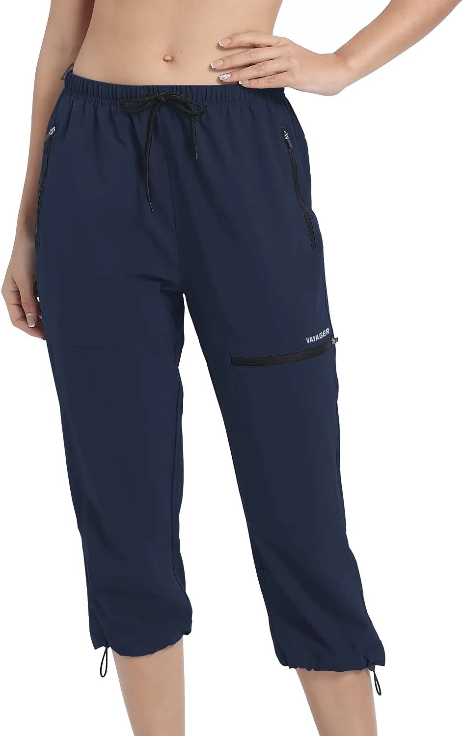 VAYAGER Sports Women's Outdoor Hiking Capri Pants Loose-Fit Lightweight with Zipper Pockets