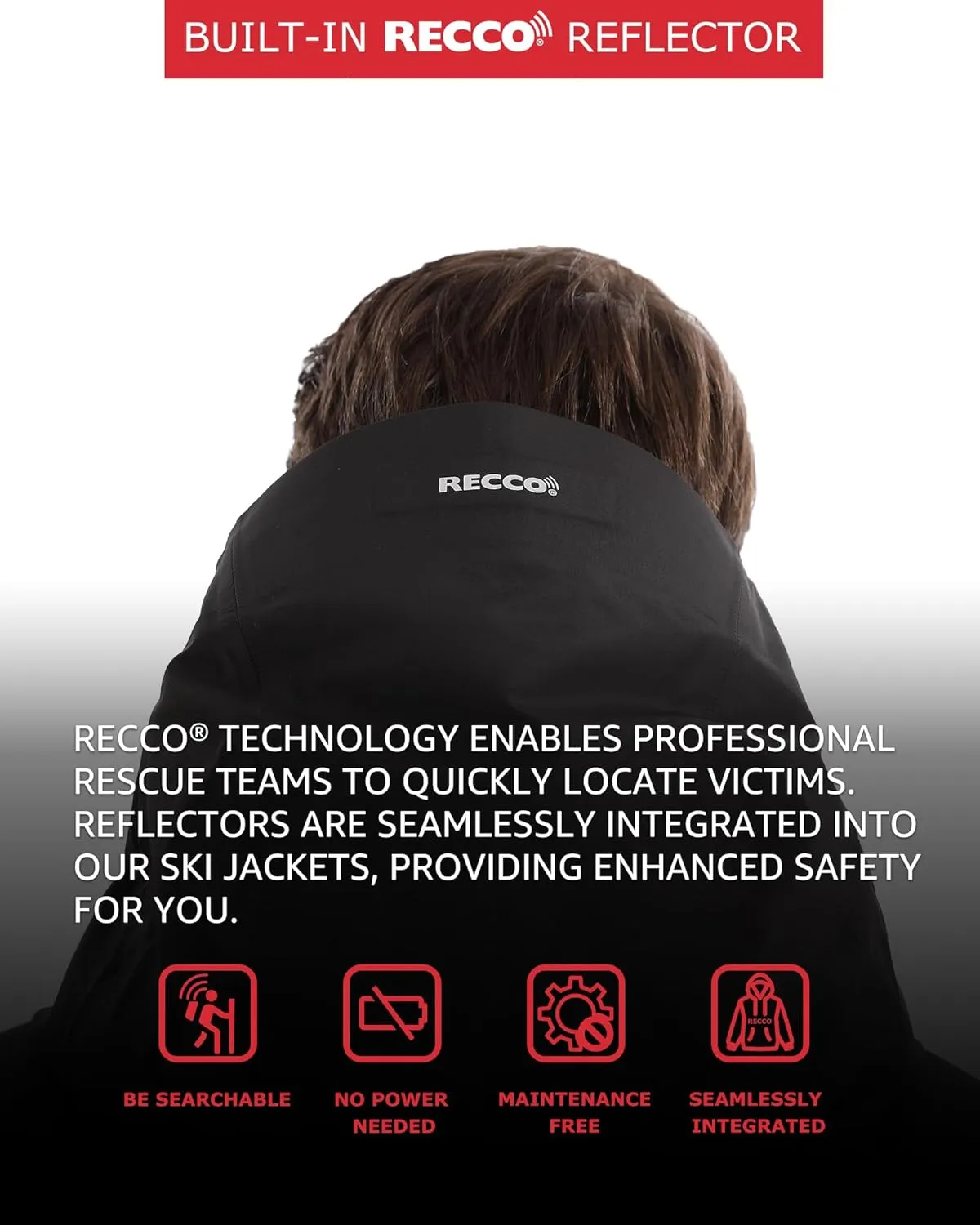 Venustas Women's Heated 3L Ski Insulated Jacket with 12V Battery, Waterproof, Windproof,Breathable, RECCO Reflector Built in