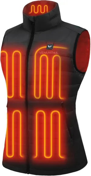 Venustas Women's Recycled Heated Down Vest with Battery Pack, Lightweight Electric Heating Puffer Vest for Hiking, Skiing
