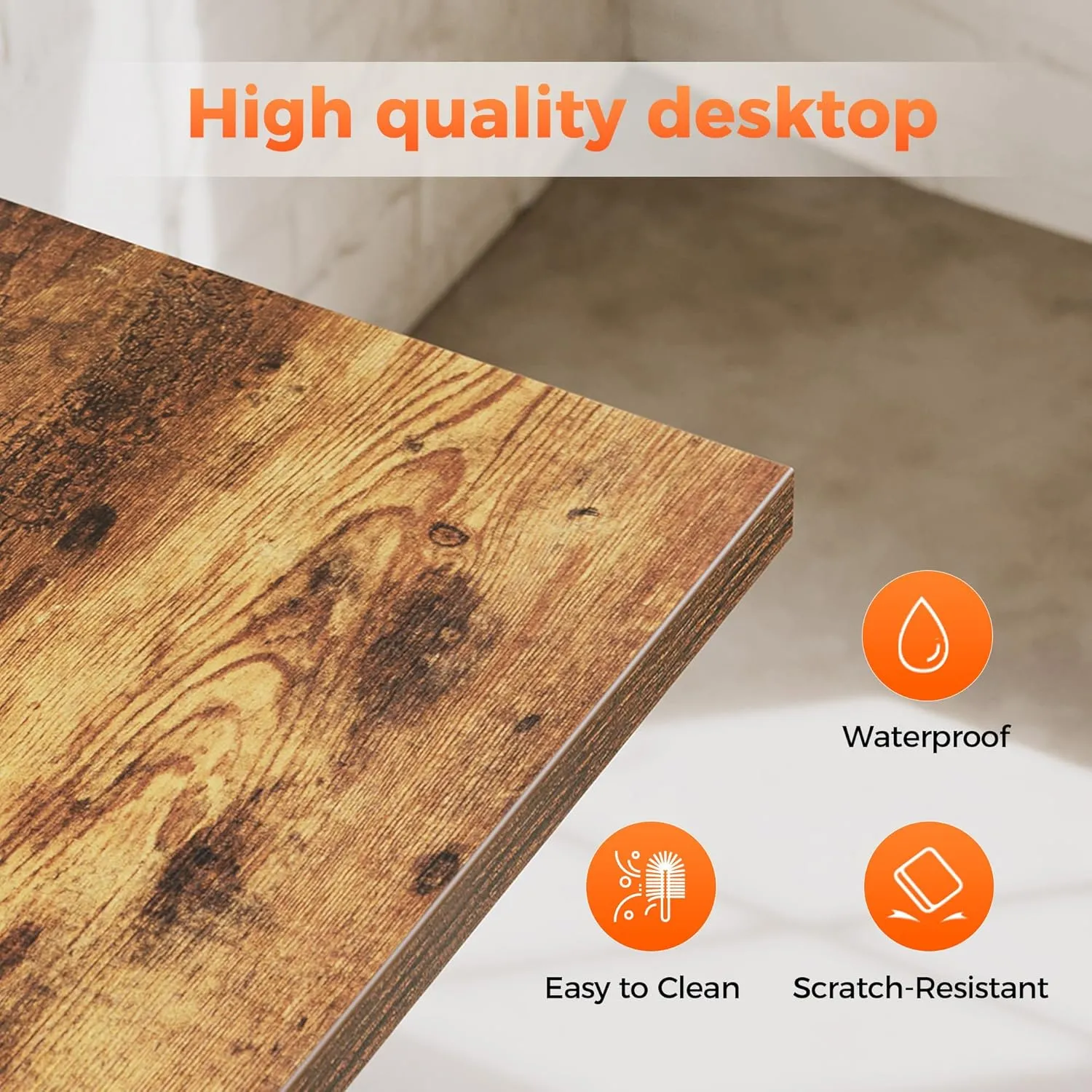 Versatile 2-in-1 L-Shaped Computer Desk, Modular Gaming Desk 63inch, Modern Simple Style Table for Home Office, Study Student Writing Table (Rustic Brown, 48in Basic  32in Rolling)