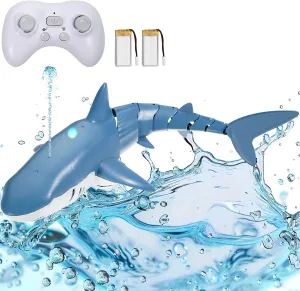 VEVOR Remote Control Shark Toy, 2.4GHz High Simulation Shark RC Boat for Swimming Pool Bathroom, Electric RC Fish Toy with 2 Batteries, Light & Spray Water Function for 6  Year Old Boys Girls