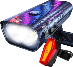 VICTAGEN Bike Lights Front and Rear - High Brightness 8500lm Rechargeable Bicycle Lights Set for Night Riding - Long Runtime Safety Lights for Cycling on Roads and Mountains