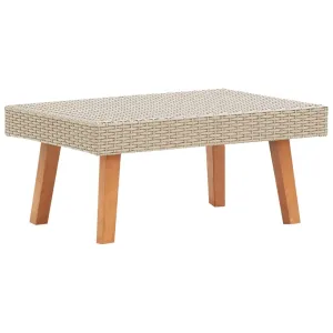 vidaXL Coffee Table Beige PE Rattan Medium Lightweight Coffee Table