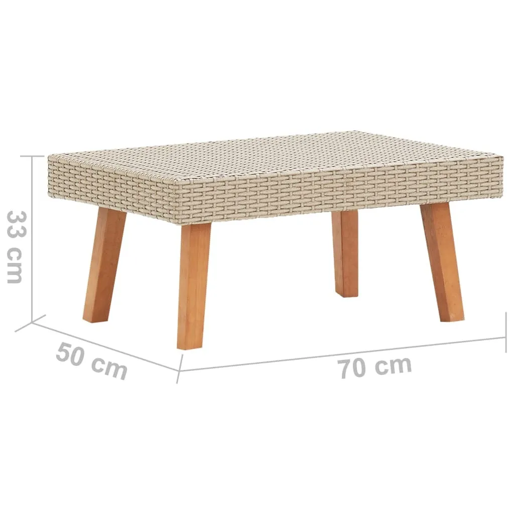 vidaXL Coffee Table Beige PE Rattan Medium Lightweight Coffee Table