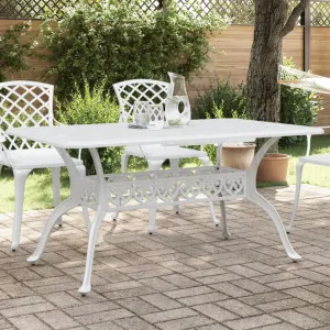 vidaXL Patio Table White 59.1"x35.4"x28.3" Cast Aluminum