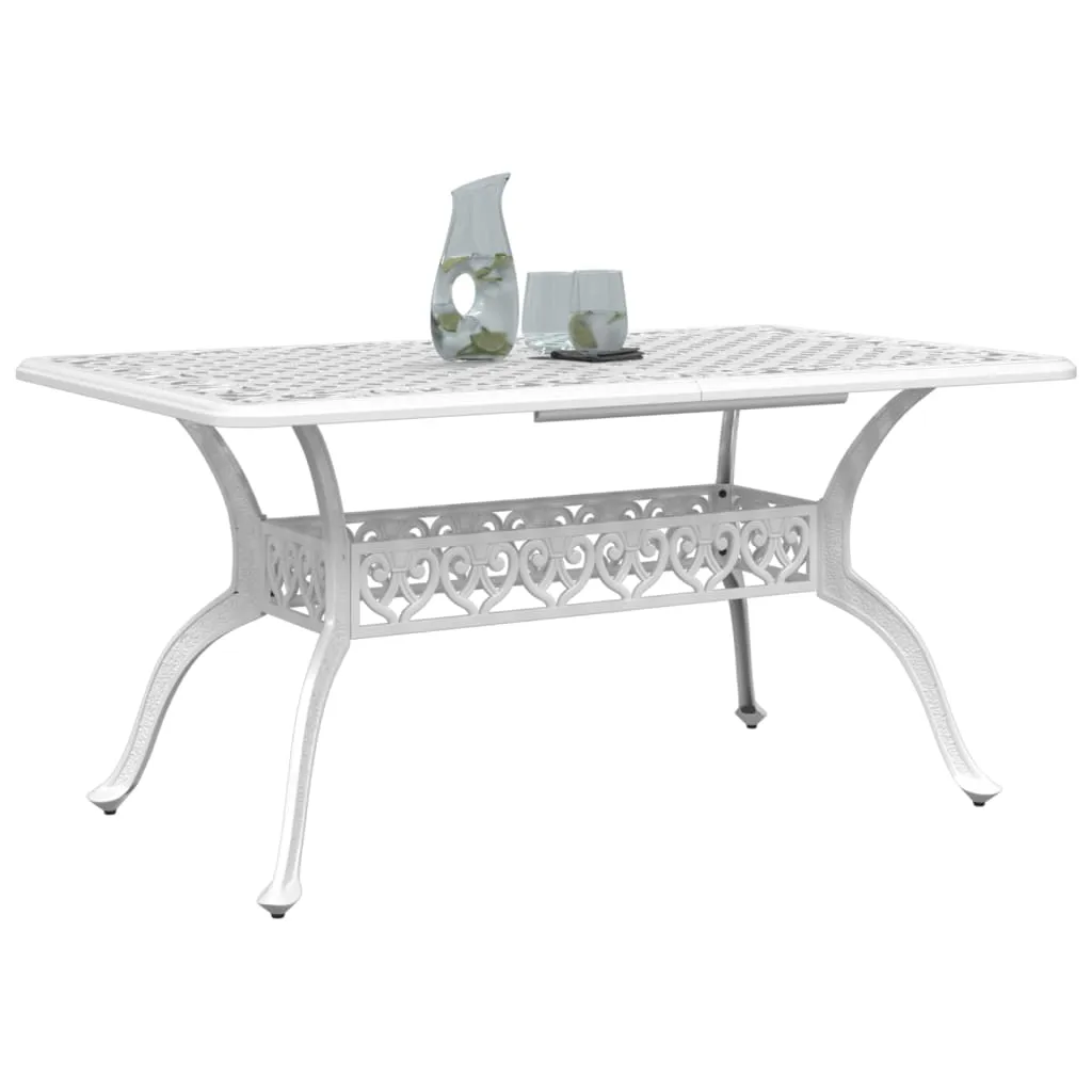 vidaXL Patio Table White 59.1"x35.4"x28.3" Cast Aluminum