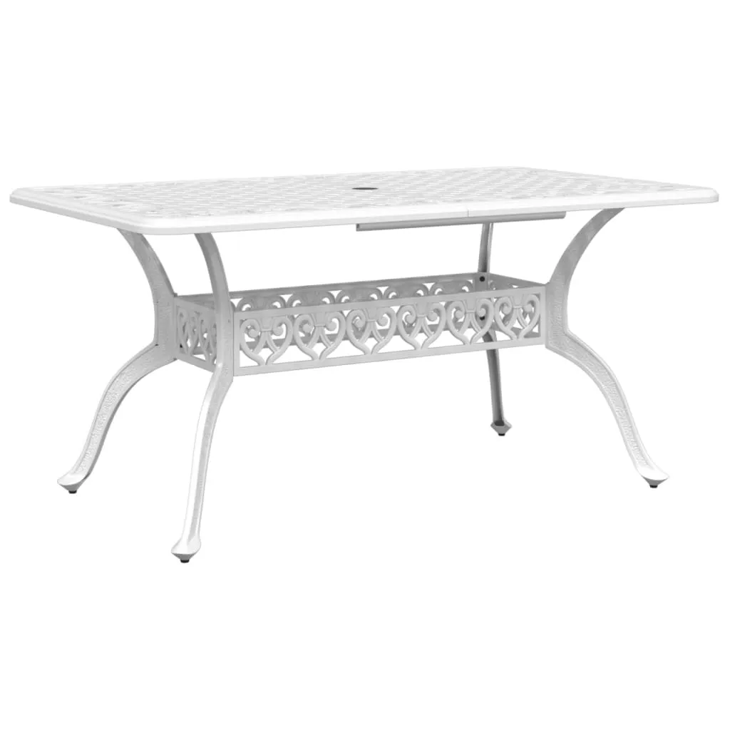 vidaXL Patio Table White 59.1"x35.4"x28.3" Cast Aluminum