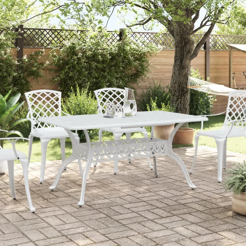 vidaXL Patio Table White 59.1"x35.4"x28.3" Cast Aluminum