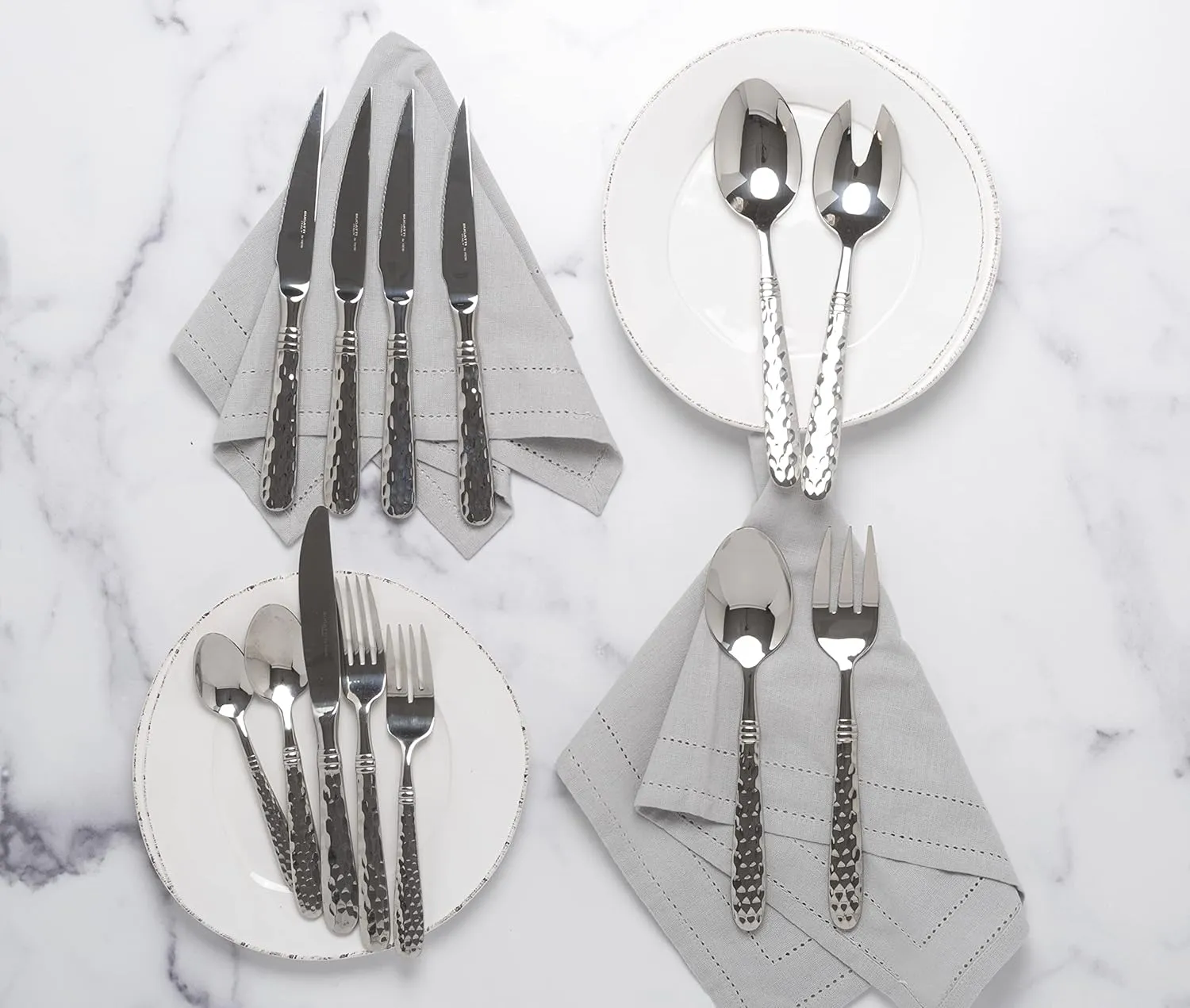 Vietri Martellato 5-Piece Place Setting - Handmade 18/10 Stainless Steel Utensils Set