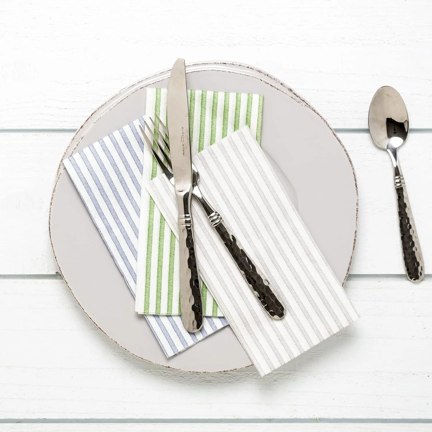 Vietri Martellato 5-Piece Place Setting - Handmade 18/10 Stainless Steel Utensils Set