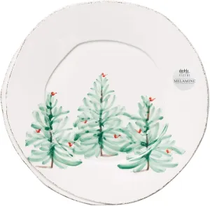 Vietri Melamine Lastra Holiday White and Green Unbreakable Dinner Plate, 11" Lightweight & Durable Dinnerware