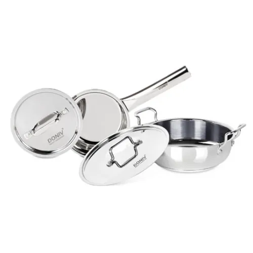 Vinod – Doniv 2 Piece Majestic Sandwich Bottom Cookware Set, 1 Piece Sauce Pan with lid 14 cm &#038; 1 Piece Kadhai with Lid 24 cm