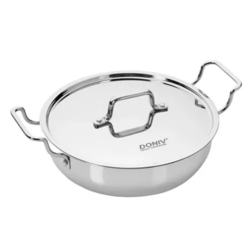 Vinod – Doniv 2 Piece Majestic Sandwich Bottom Cookware Set, 1 Piece Sauce Pan with lid 14 cm &#038; 1 Piece Kadhai with Lid 24 cm