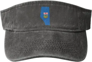 Vintage Flag Map of Alberta Sun Visor Hats for Women Men Cotton Adjustable Sports Empty Top Golf Cap