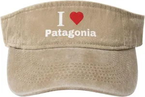 Vintage I Love Patagonia Sun Visor Hats for Women Men Cotton Adjustable Sports Empty Top Golf Cap