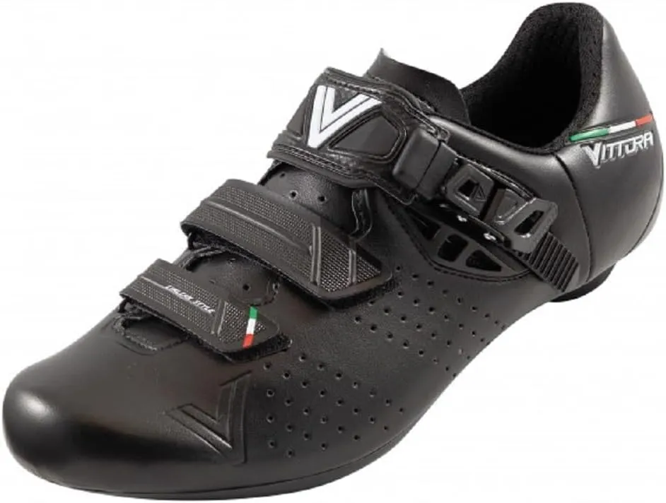 Vittoria Hera Road Cycling Shoes, 3-Bolt System, Black, Synthetic PU Upper with CRS Closure