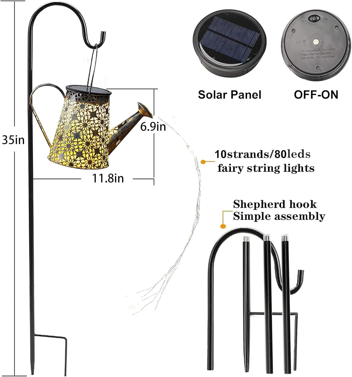 VOOKRY Solar Watering Can Lights, Large Hanging Solar Lights Outdoor Waterproof Garden Decor for Yard Porch Lawn Patio Outside Gardening Gifts for Mom Grandma Women Birthday(Purple)