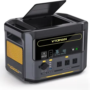 VTOMAN FlashSpeed 1500 Power Station 1548Wh Solar Generator 1500W(3000W Peak) Backup LFP Battery Expandable To 3096Wh Recharge 0-100% Within 1 Hour For Electric Backup Blackout Emergency