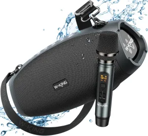 W-KING Portable Loud Bluetooth Speakers with Wireless Microphone, (120W PEAK)70W Outdoor Speaker Bluetooth Wireless Waterproof, Triple Passive Radiators-Deep Bass/Hi-fi/DSP/Power Bank/TF/AUX/EQ/Opener