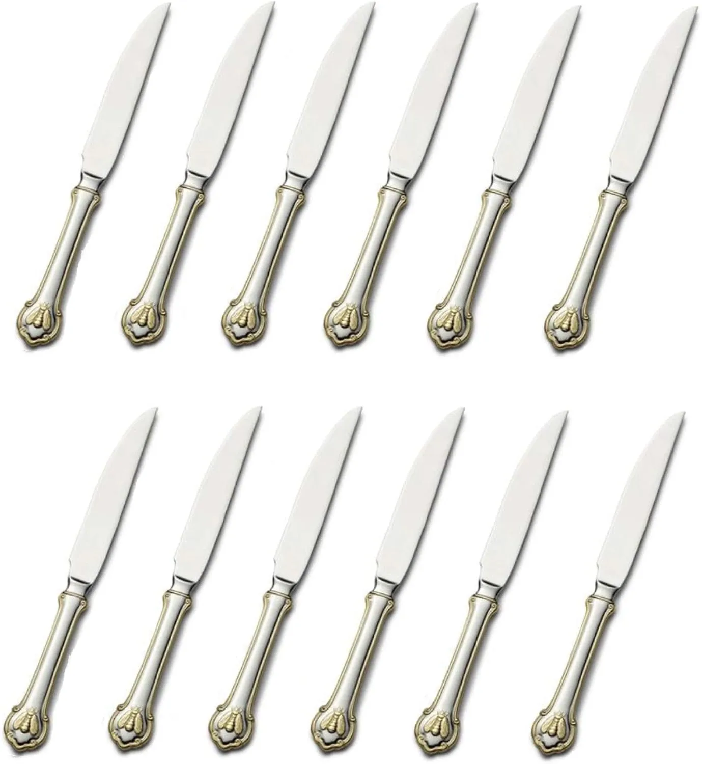 Wallace Napoleon Bee Gold 18/10 Stainless Steel Steak Knife (Set of Twelve)