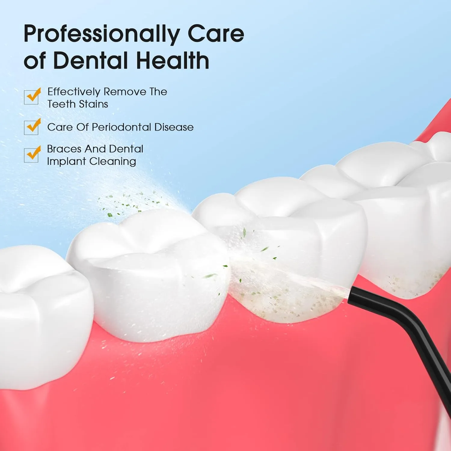 Water Flossers for Teeth Cordless Rechargeable Dental Oral Irrigator Water Jet for Teeth Braces Care with 8 Jet Tips for Travel and Home Use (Black)