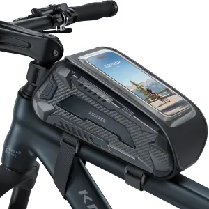 Waterproof Bike Frame Bag - [2025 Quick Zipper] Bike Phone Bag with 1.6L Capacity, Bicycle Top Tube Bag, Bike Phone Mount Holder, Cycling Pouch, Bike Accessories for Phones up to 7”