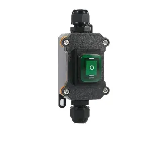 Waterproof Marine Rocker Switch with LED Outdoor Rainproof Junction Box Inline Power Cord Power Switch 12V/24V/220V IP65(Double Green 12-24V,1 Pcs)