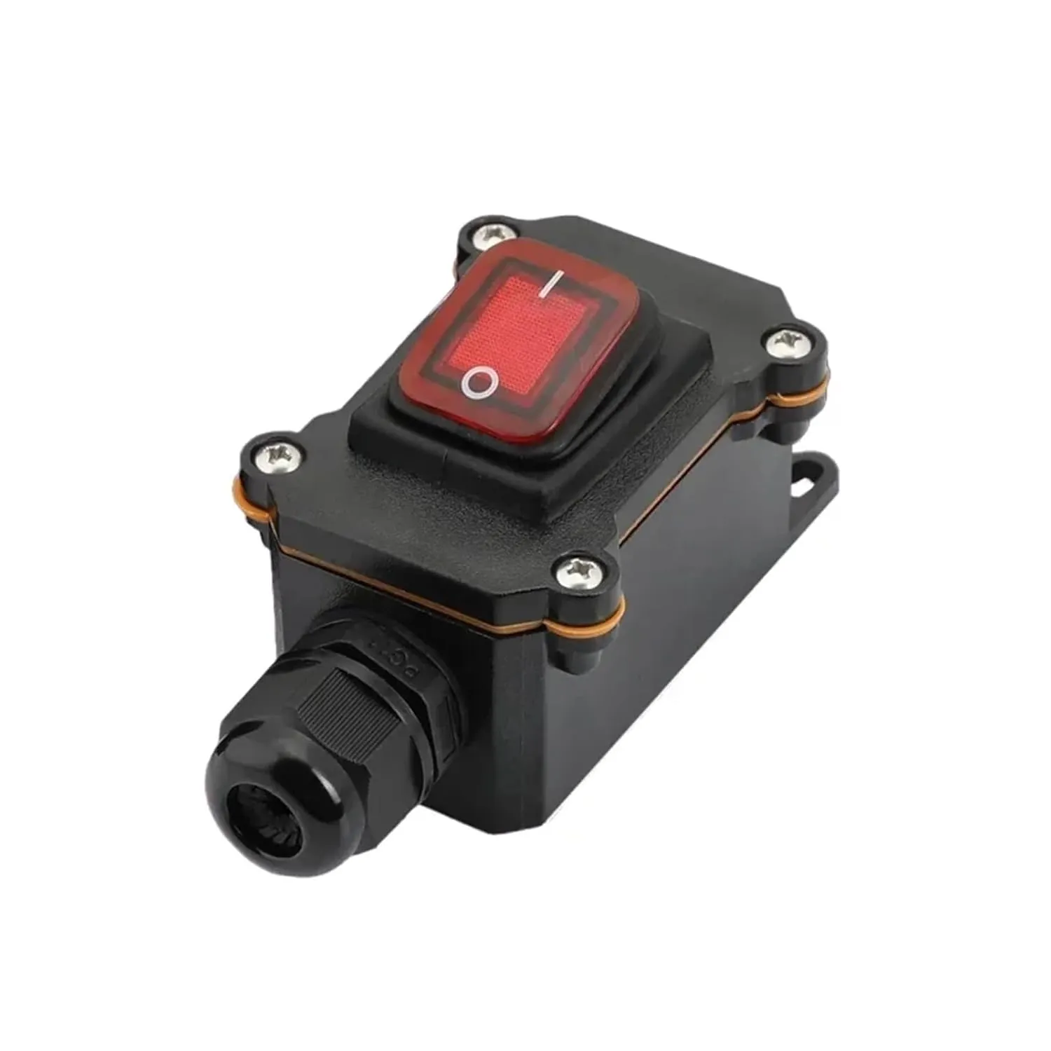 Waterproof Marine Rocker Switch with LED Outdoor Rainproof Junction Box Inline Power Cord Power Switch 12V/24V/220V IP65(Double red 220V,1 Pcs)