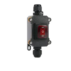 Waterproof Marine Rocker Switch with LED Outdoor Rainproof Junction Box Inline Power Cord Power Switch 12V/24V/220V IP65(Double red 220V,1 Pcs)