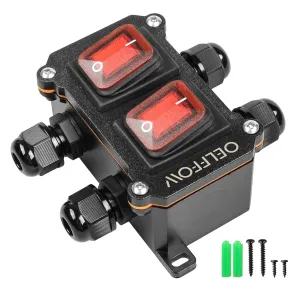 Waterproof On Off Toggle Switch Double Switch with Red Light Rocker Button Inline Cord Switch DPST AC/DC 20A-125V,16A-250V,30A-24V,35A-12V, IP66 4 Exit