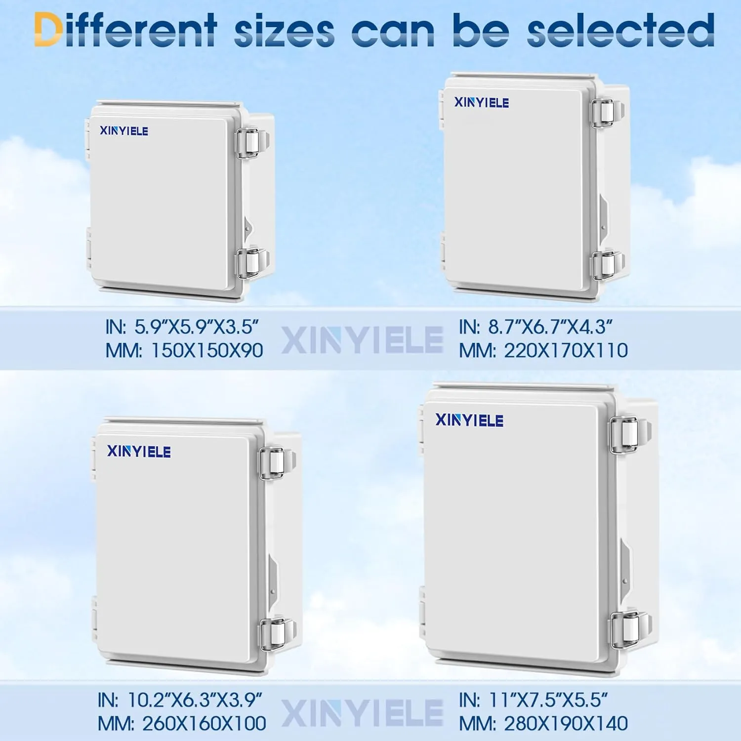 Waterproof Outdoor Project ABS Plastic Junction Box IP67 Weatherproof Dustproof Enclosure with Hinged Cover, Mounting Plate,Wall Brackets for Power Project (5.9"X5.9"X3.5")