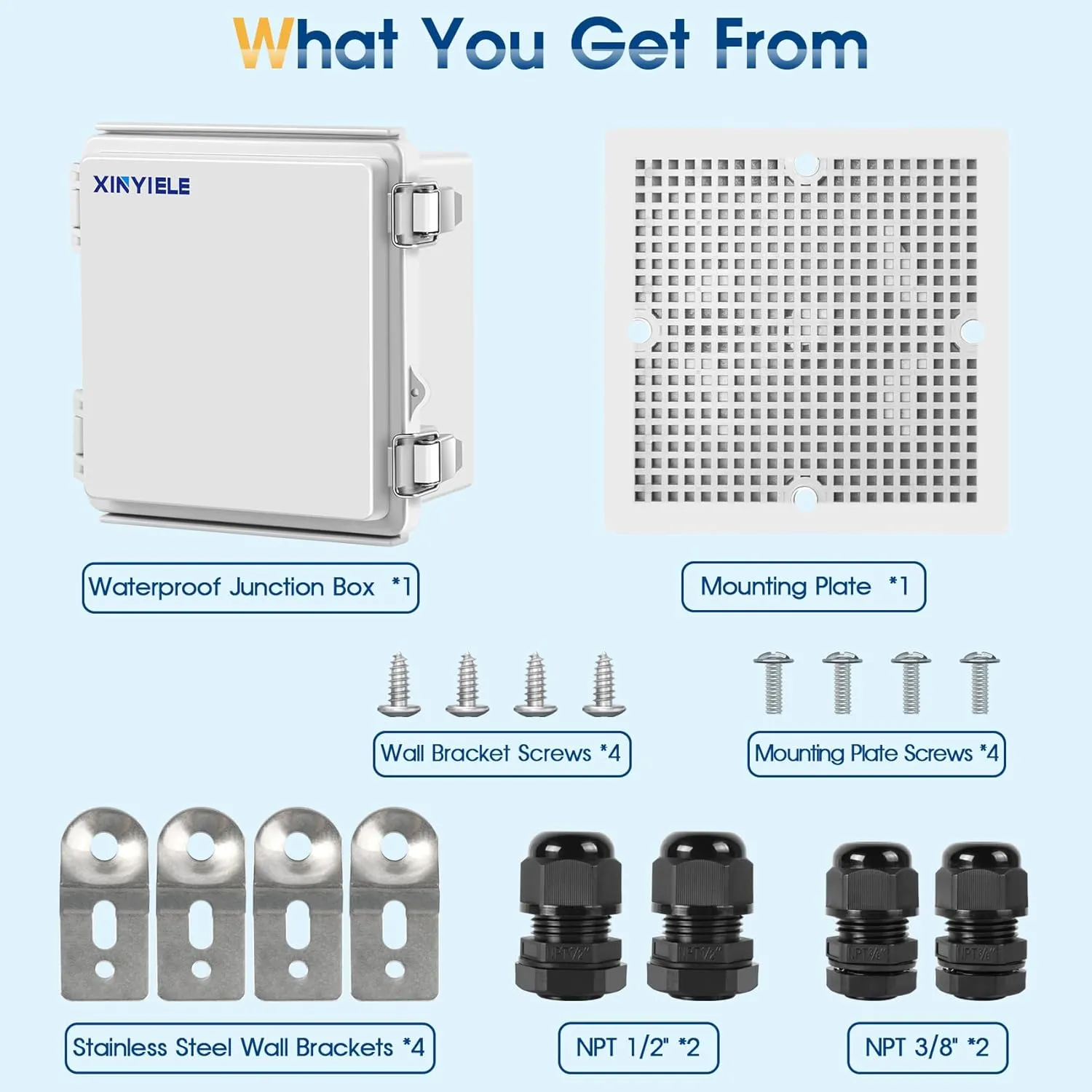 Waterproof Outdoor Project ABS Plastic Junction Box IP67 Weatherproof Dustproof Enclosure with Hinged Cover, Mounting Plate,Wall Brackets for Power Project (5.9"X5.9"X3.5")