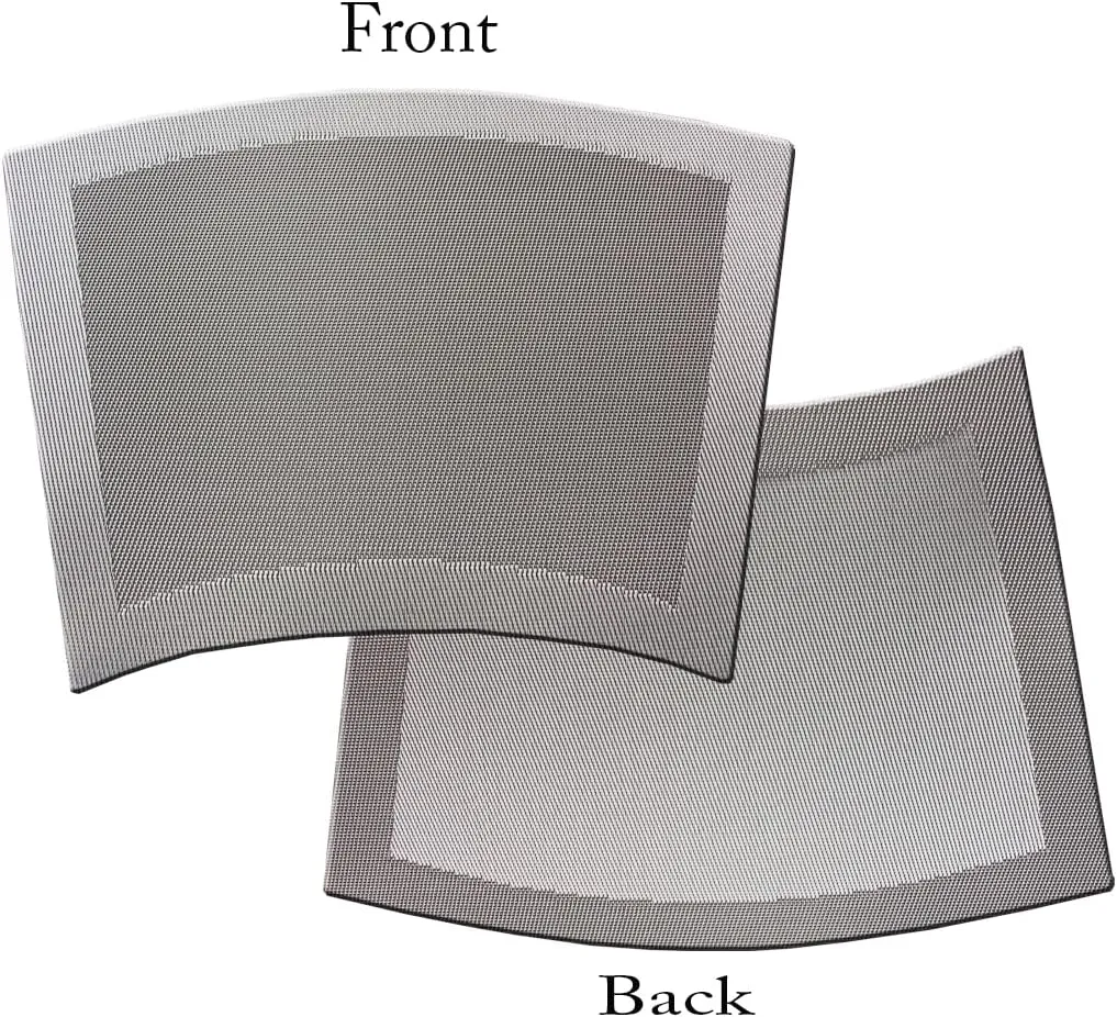 Wedge Placemats for Round Dinner Table Woven Vinyl Wipe Clean Non Slip Plastic Table Mats Set of 6（Grey）