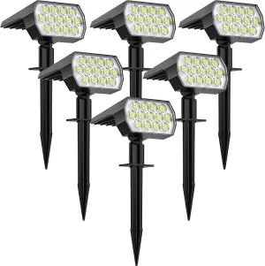 WELALO Solar Spot Lights Outdoor, [6 Pack/52 LED/3 Modes] 2-in-1 Solar Landscape Spotlights, Solar Powered Security Lights, IP65 Waterproof Wall Lights for Walkway Yard Garden Driveway(Cool White)