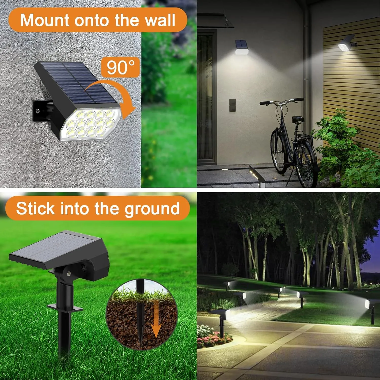 WELALO Solar Spot Lights Outdoor, [6 Pack/52 LED/3 Modes] 2-in-1 Solar Landscape Spotlights, Solar Powered Security Lights, IP65 Waterproof Wall Lights for Walkway Yard Garden Driveway(Cool White)