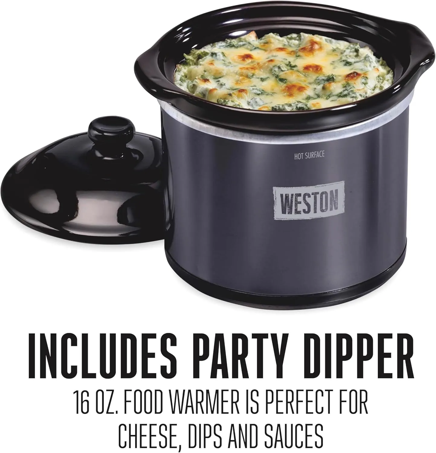 WESTON 2-in-1 Programmable Slow Cooker & Electric Indoor Smoker, 6 Quart, 3-Tier Smoking Rack for Meat, Cheese and More, Dishwasher Safe Crock, Temperature Probe, Includes 16 oz. Party Dipper, Black