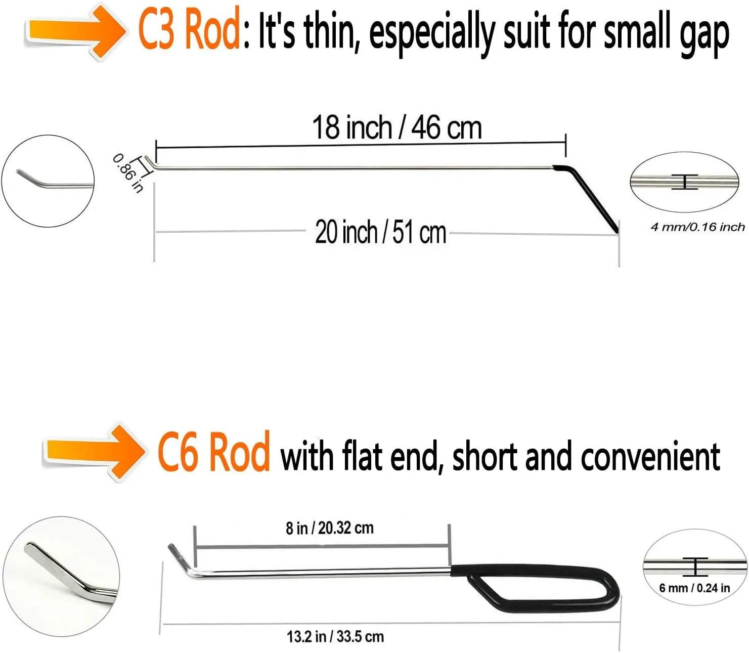 WHDZ Dent Removal Rods Tools Paintless Dent Repair Set with Air Wedge for Auto Body Hail Damage Remover (10 Pieces)