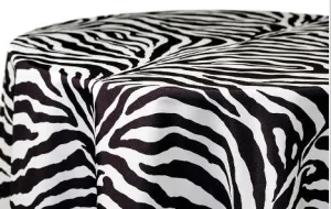 White Black Zebra Lamour Satin Tablecloth | Zebra Print Table Linens for Events & Decor |
