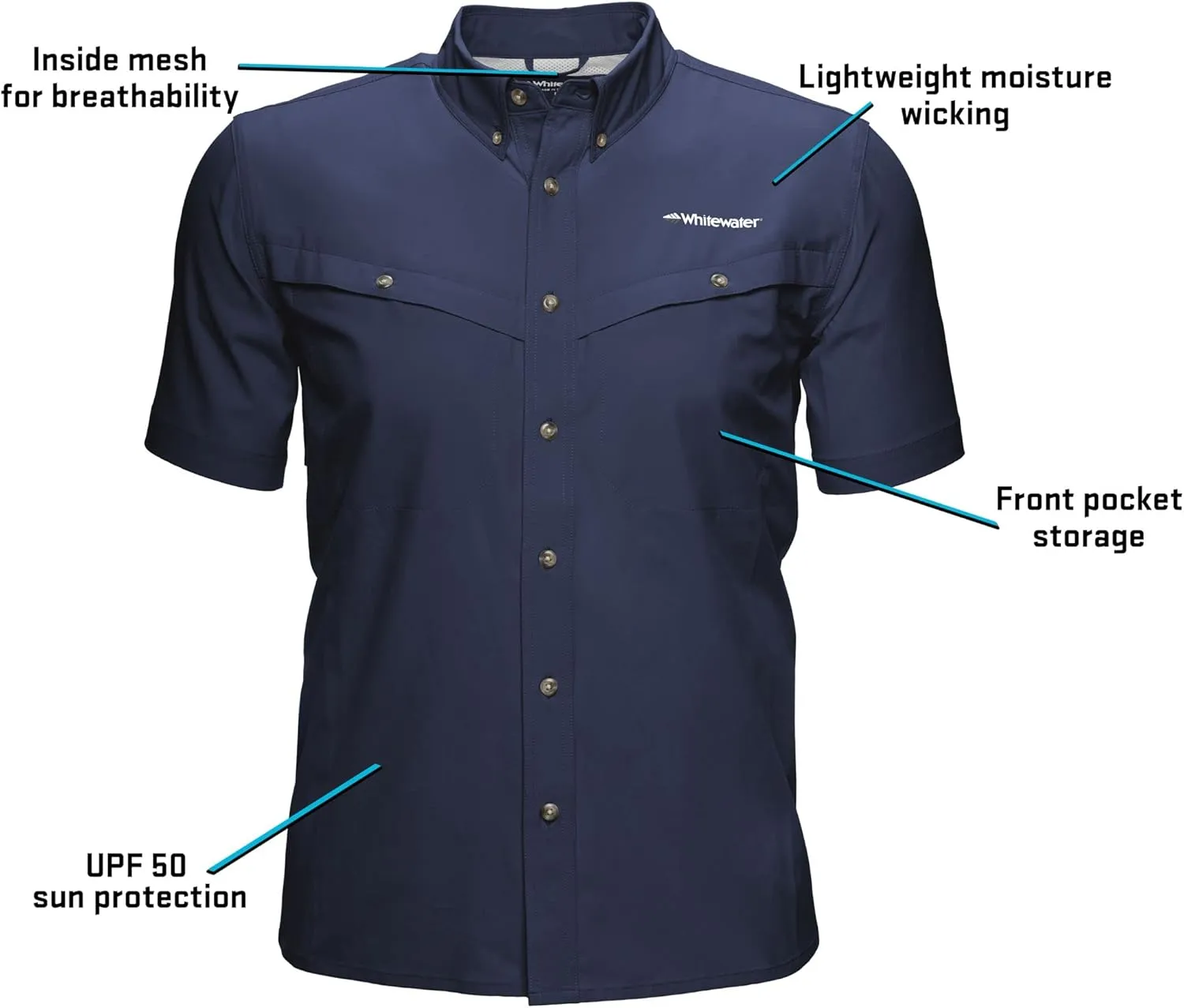 Whitewater Lightweight Moisture Wicking Short Sleeve Shirt with UPF 50
