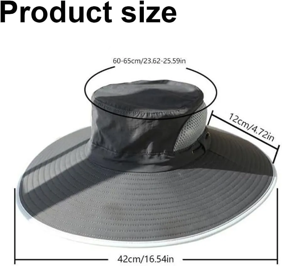 Wide Brim Solar Fan Hat, Solar Powered Hat Fan, for Hiking, Camping and Fishing