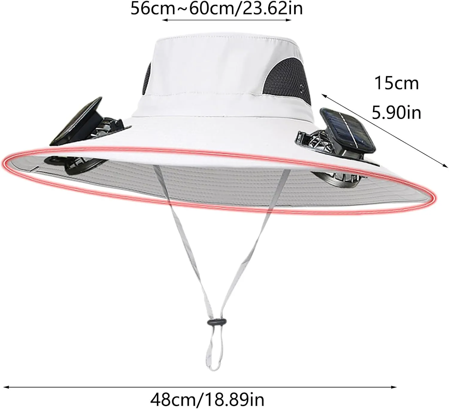 Wide Brim Solar Fan Hats for Woman, UPF 50  Solar Fan Sun Hat for Outdoor Hiking Camping Beach Fishing