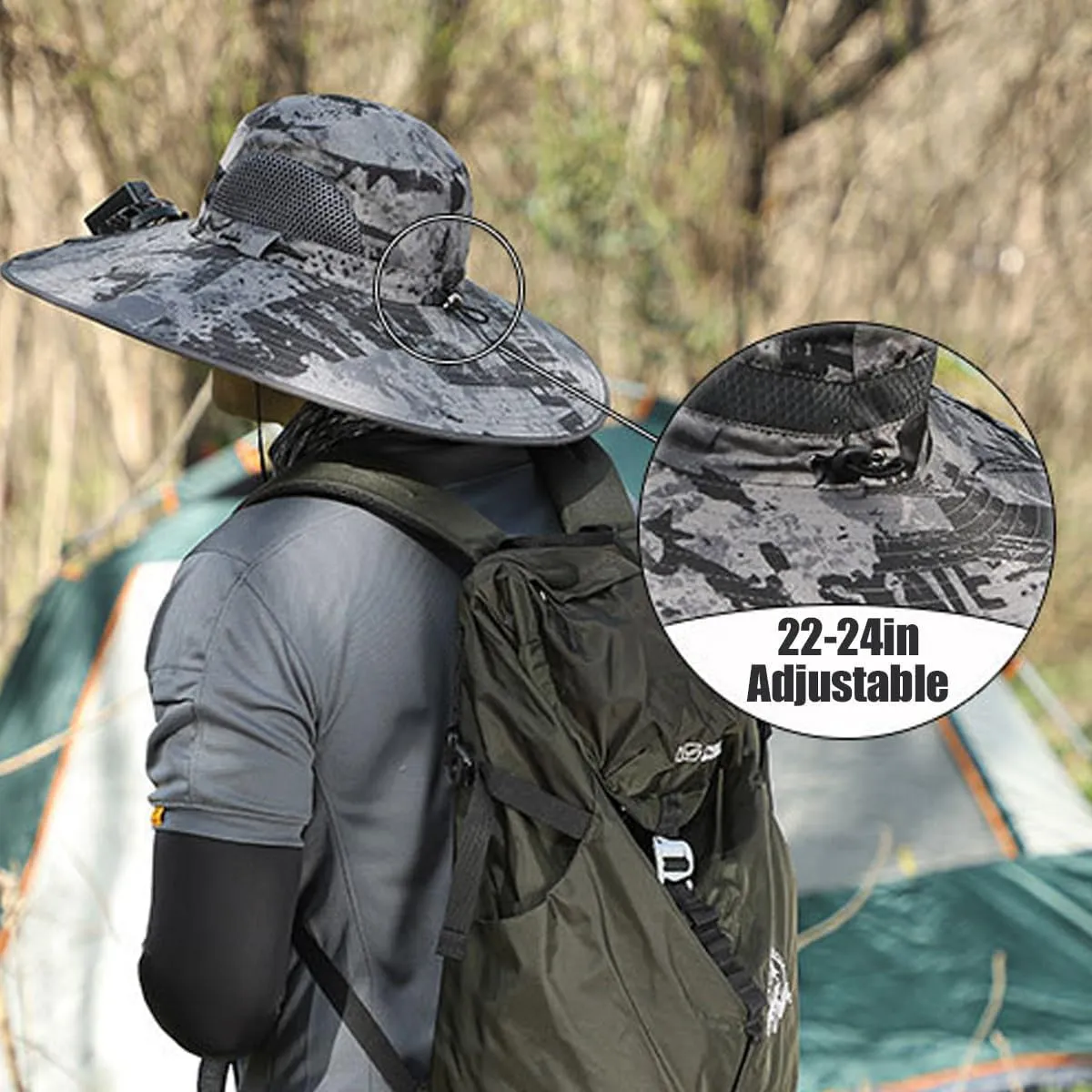 Wide Brim Solar Fan Outdoor Fishing Hat-Solar & USB Charging, Sunscreen Sun Hat with Fan, Solar Fan Hat Upf50 