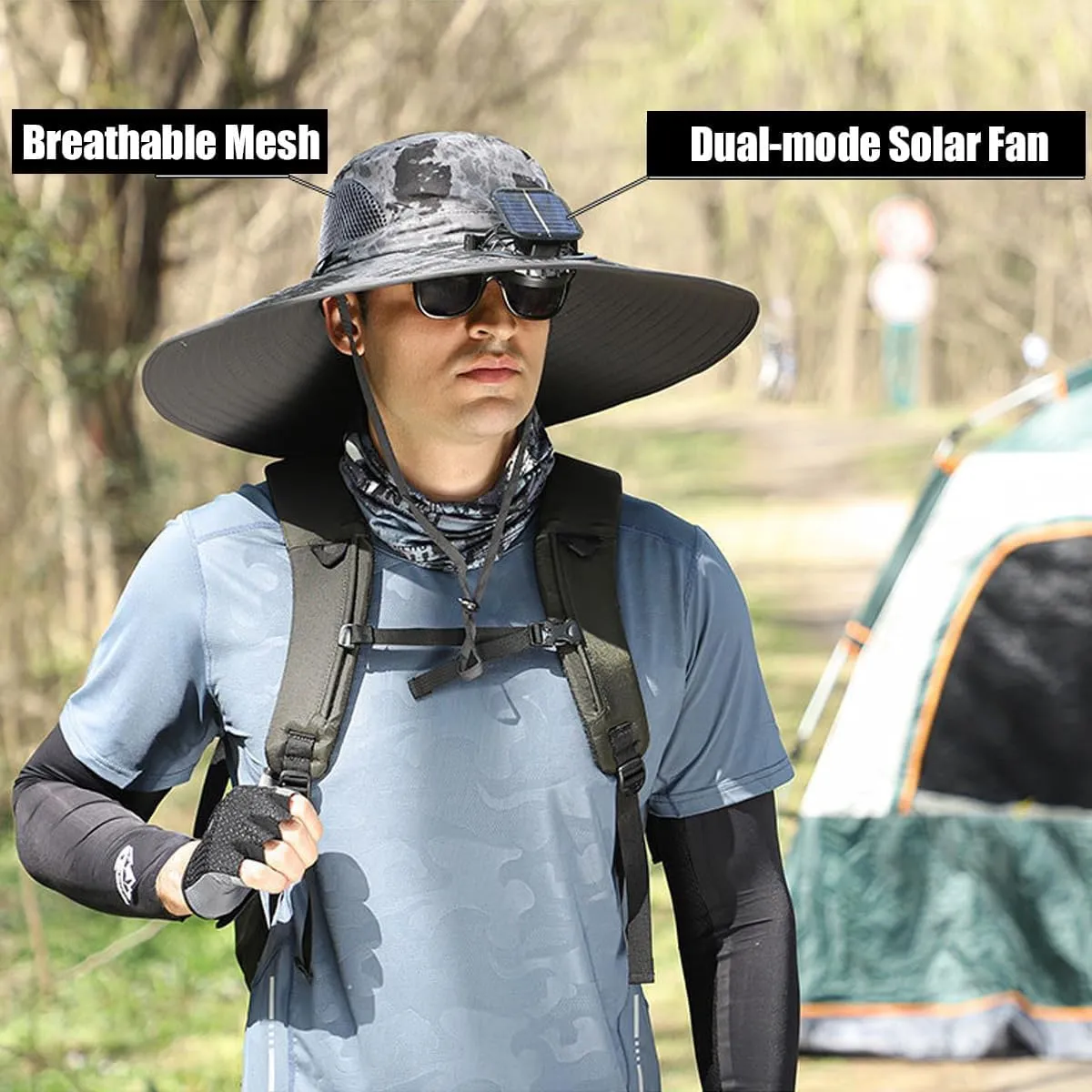 Wide Brim Solar Fan Outdoor Fishing Hat-Solar & USB Charging, Sunscreen Sun Hat with Fan, Solar Fan Hat Upf50 