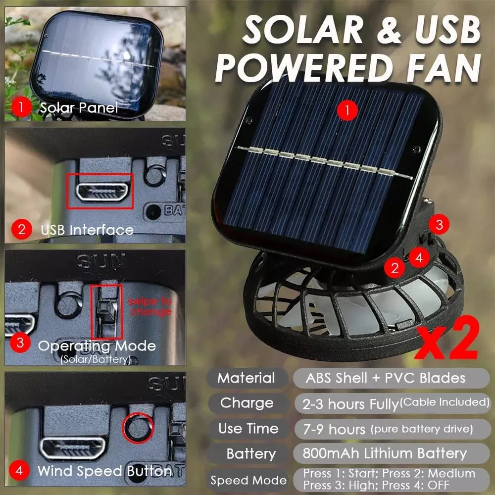 Wide Brim Solar Fan Outdoor Hat, Outdoor Wide Brim Sun Hat with 2 Solar Fan Sun Bucket Hat for Men,UPF50  Sun Fishing Hat